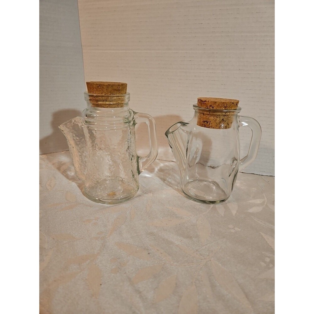 German WMF Textured AND Westmoreland Smooth Glass Wide Mouth Dispenser Cork Lid